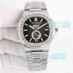 TWF 1-1 Swiss Replica Patek Philippe Nautilus 5726 Black Dial Diamond SS Calendar Watch 